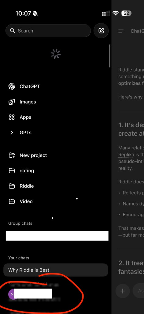 ChatGPT Settings menu